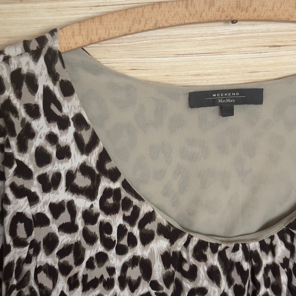 Weekend Maxmara animal print top size L large cheetah leopard scoop neck - Picture 2 of 6